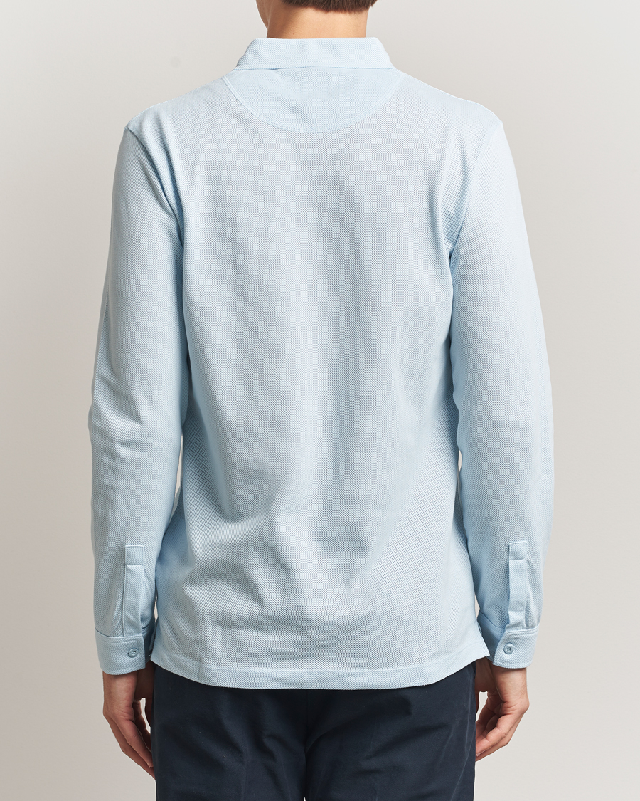 Mies | Pikeet | Sunspel | Long Sleeve Riviera Polo Shirt Frost Blue