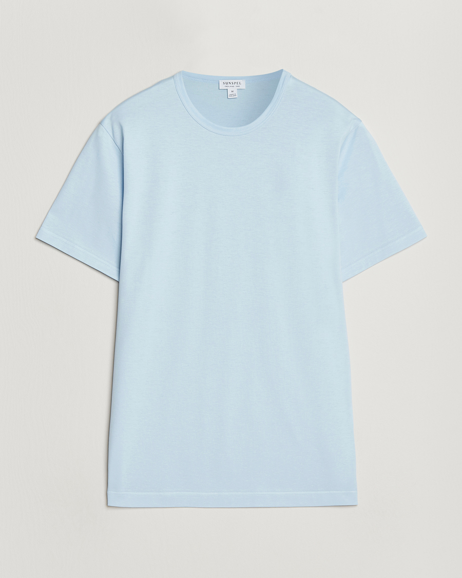 Mies | T-paidat | Sunspel | Crew Neck Q82 Cotton T-Shirt Frost Blue