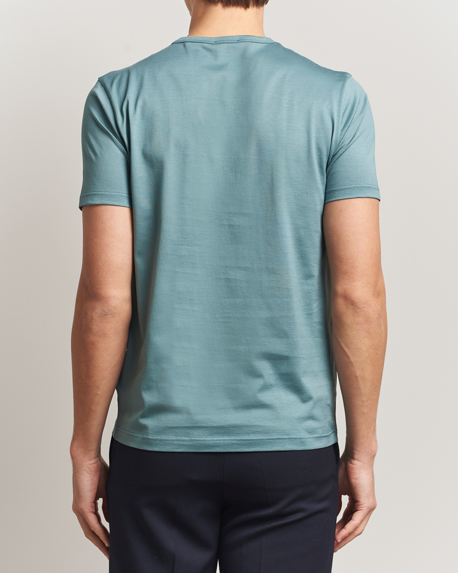 Mies | T-paidat | Sunspel | Crew Neck Q82 Cotton T-Shirt Steel Green