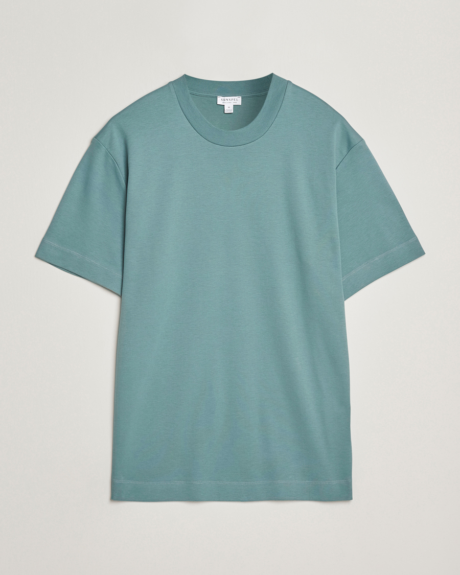 Mies | T-paidat | Sunspel | Heavy Weight Supima Cotton T-Shirt Steel Green
