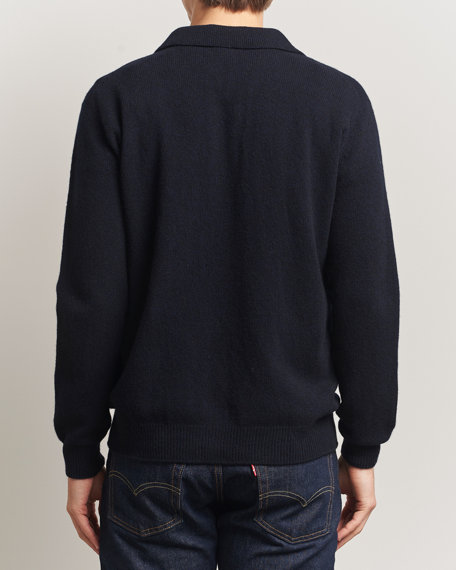 Mies | Puserot | Sunspel | Lambswool Cardigan Dark Navy