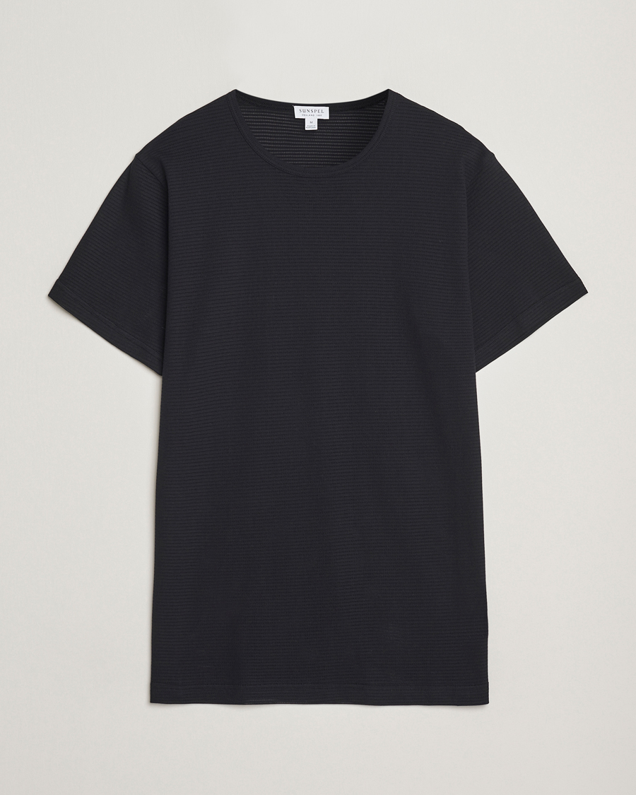Mies | T-paidat | Sunspel | Cellular Underwear T-Shirt Black