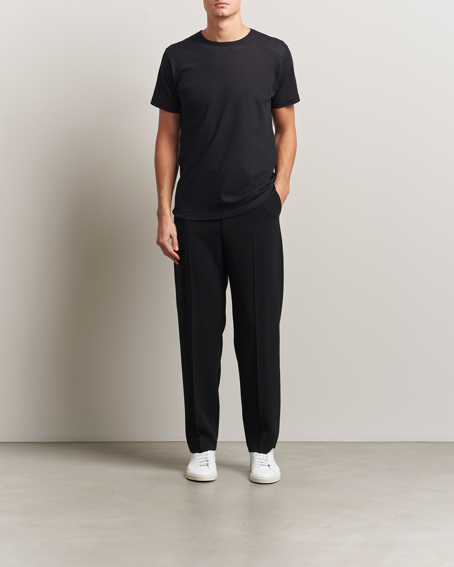 Mies | T-paidat | Sunspel | Cellular Underwear T-Shirt Black
