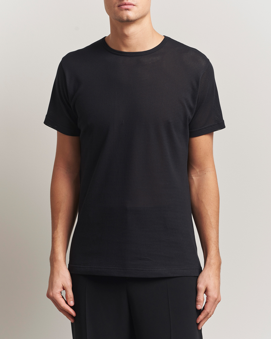 Mies | T-paidat | Sunspel | Cellular Underwear T-Shirt Black