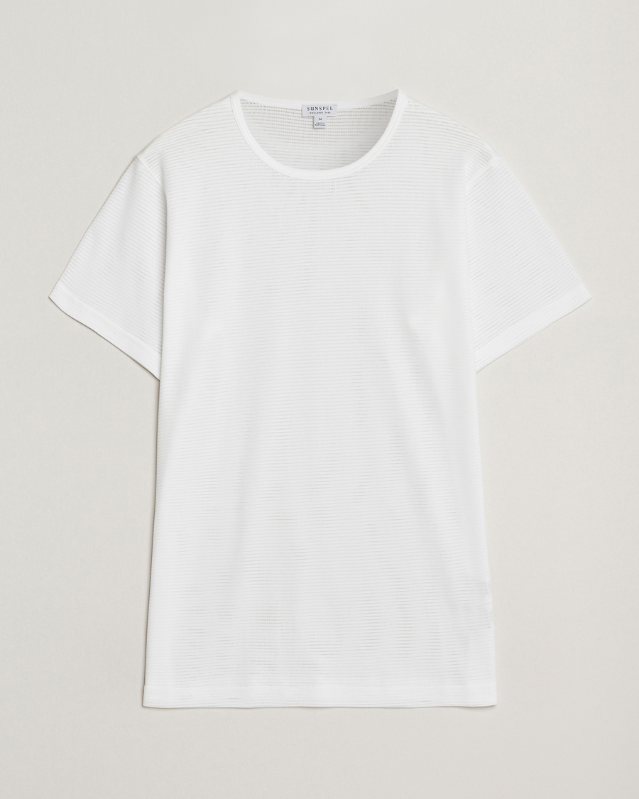 Mies | T-paidat | Sunspel | Cellular Underwear T-Shirt White