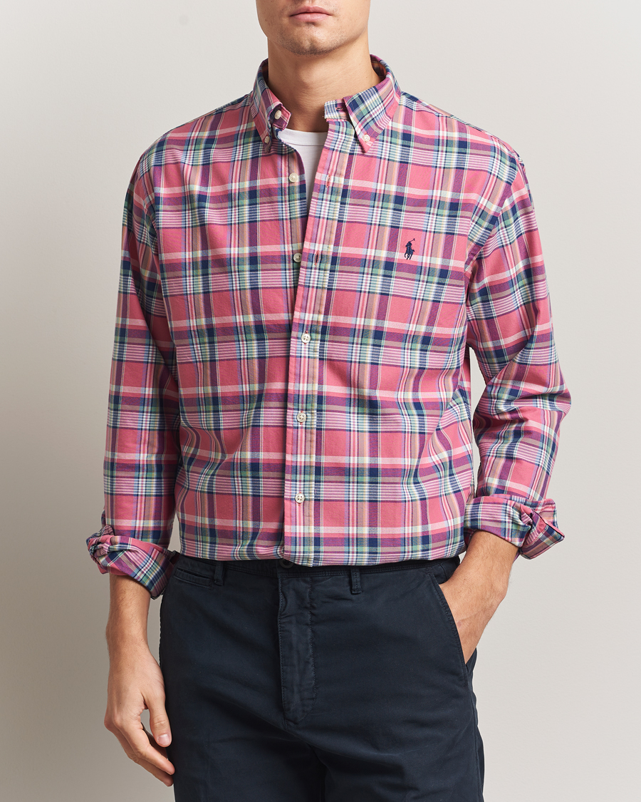 Mies | Kauluspaidat | Polo Ralph Lauren | Custom Fit Oxford Checked Shirt Pink/Blue