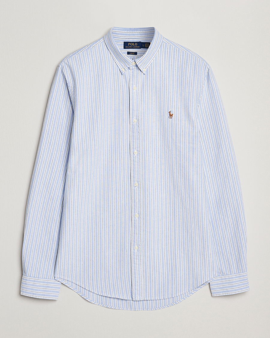 Mies | Kauluspaidat | Polo Ralph Lauren | Slim Fit Oxford Striped Shirt Light Blue/White