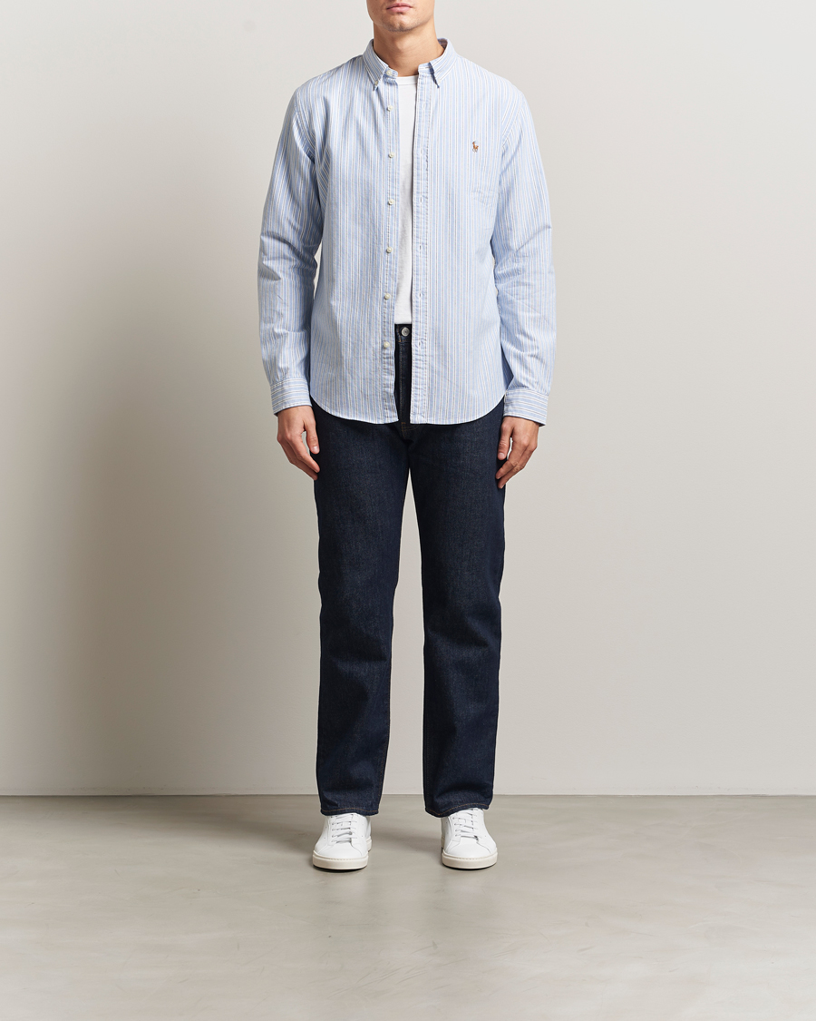 Mies | Kauluspaidat | Polo Ralph Lauren | Slim Fit Oxford Striped Shirt Light Blue/White
