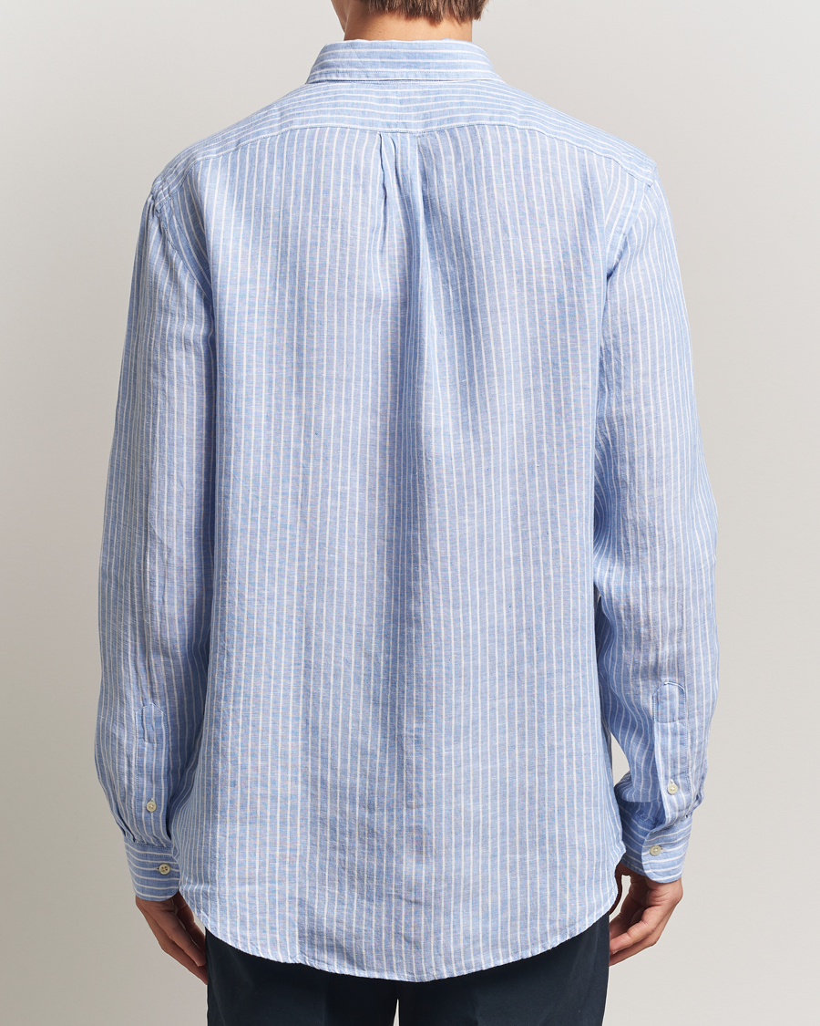 Mies | Kauluspaidat | Polo Ralph Lauren | Custom Fit Linen Striped Shirt Light Blue/White