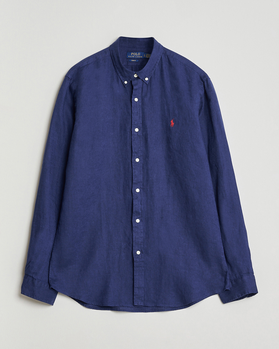 Mies | Kauluspaidat | Polo Ralph Lauren | Slim Fit Linen Shirt Navy