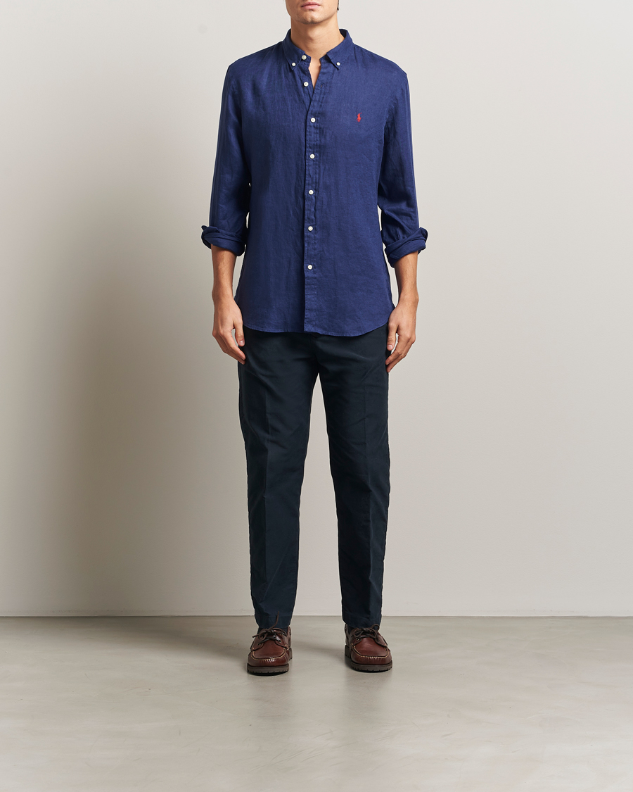 Mies | Kauluspaidat | Polo Ralph Lauren | Slim Fit Linen Shirt Navy