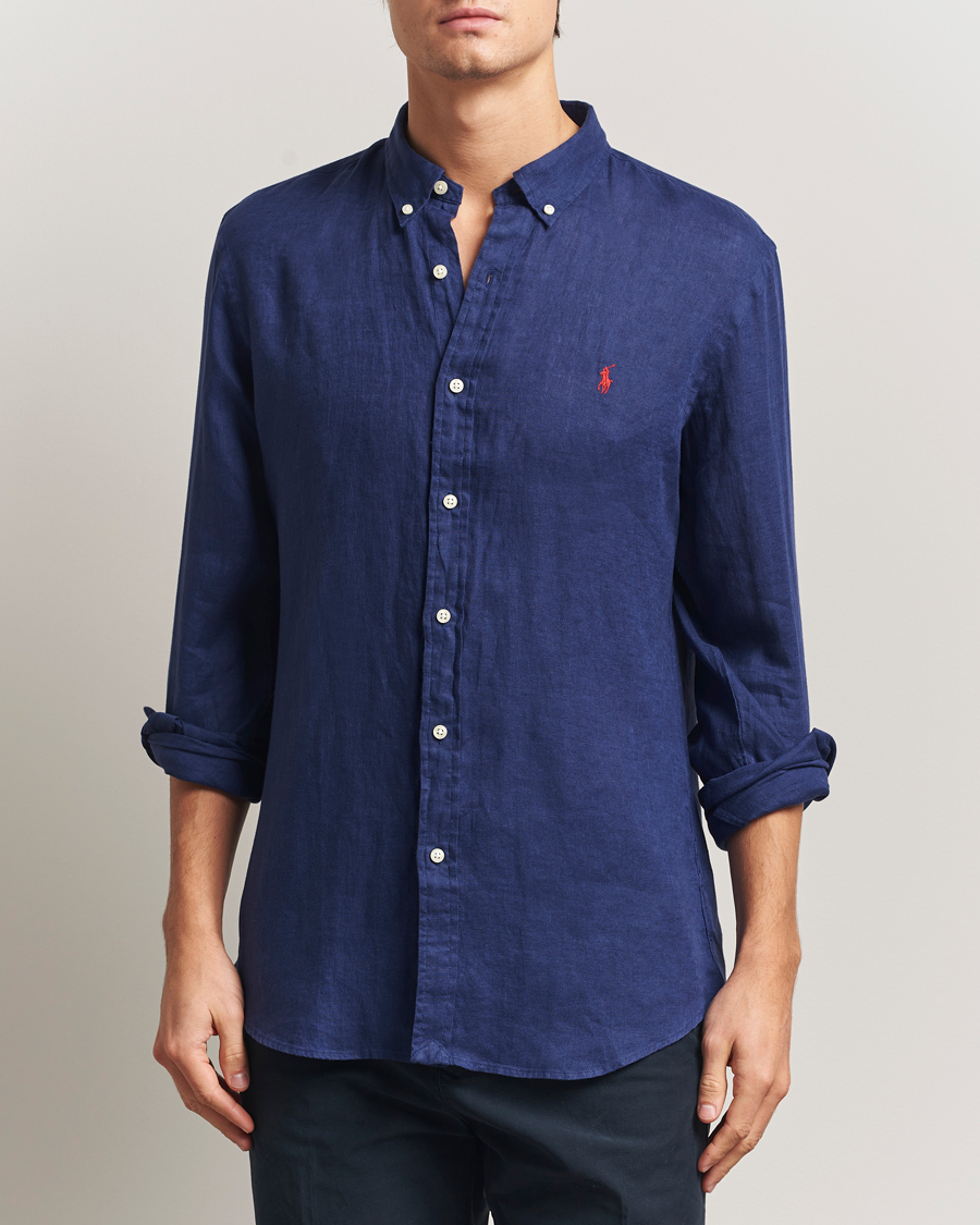 Mies | Kauluspaidat | Polo Ralph Lauren | Slim Fit Linen Shirt Navy