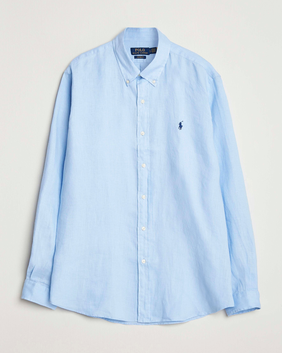 Mies | Kauluspaidat | Polo Ralph Lauren | Custom Fit Linen Shirt Office Blue
