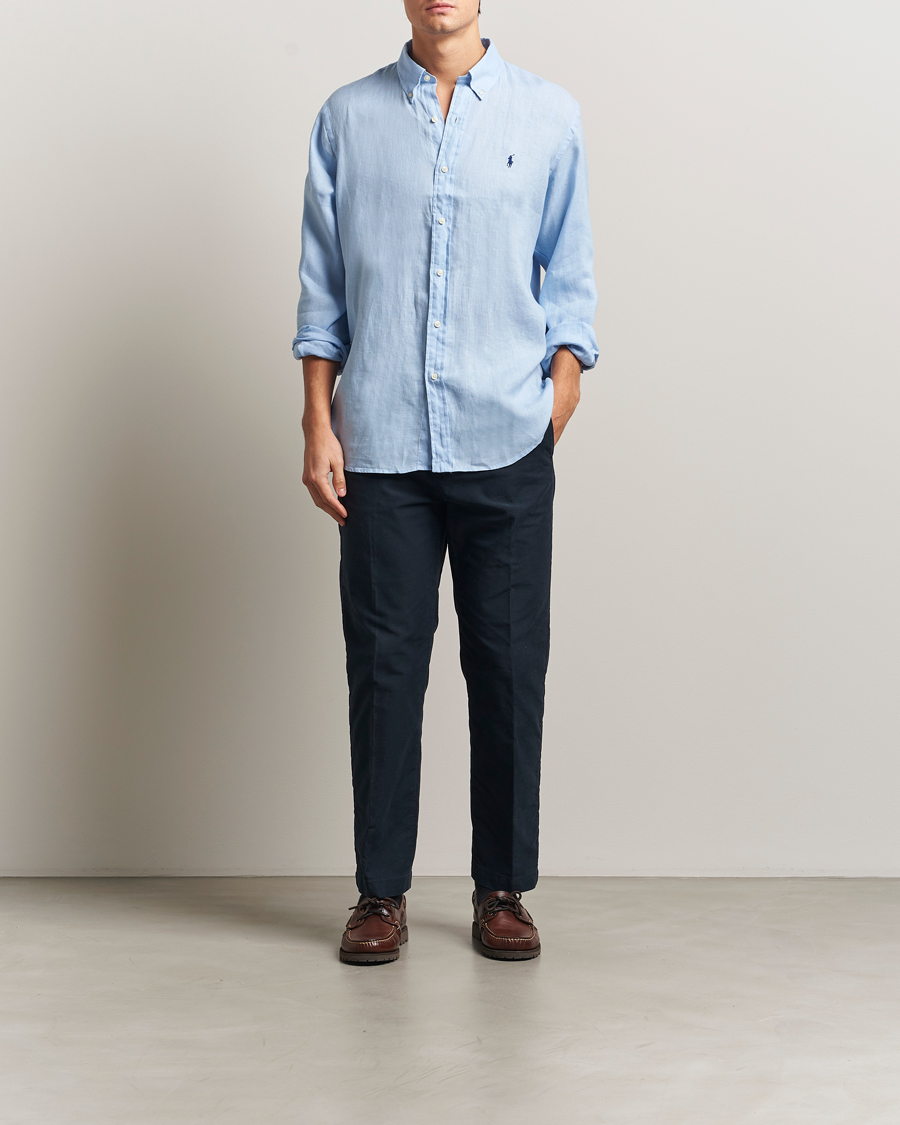 Mies | Kauluspaidat | Polo Ralph Lauren | Custom Fit Linen Shirt Office Blue