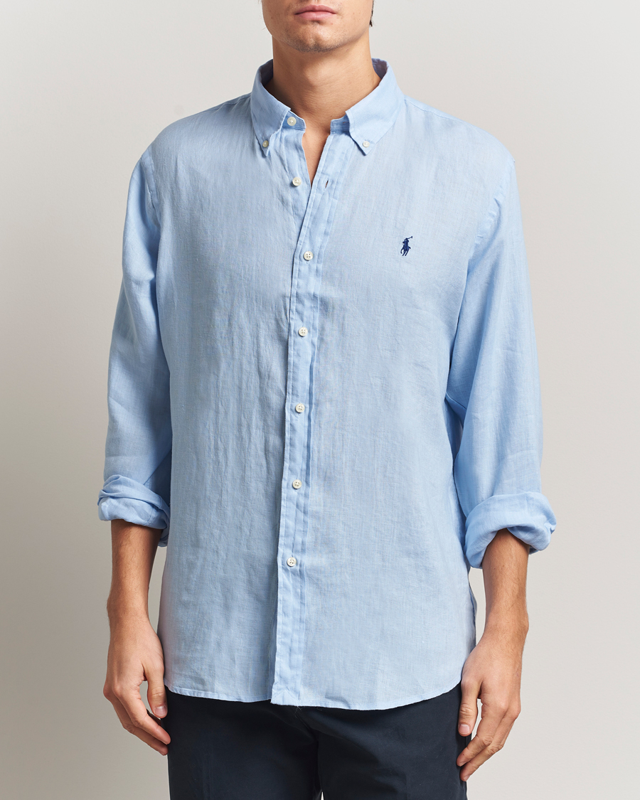 Mies | Kauluspaidat | Polo Ralph Lauren | Custom Fit Linen Shirt Office Blue
