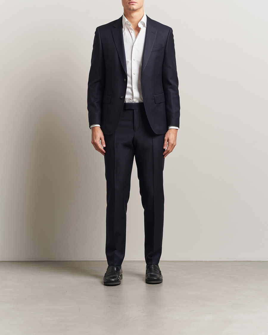 Mies | Puvut | BOSS BLACK | Huge Structured Wool Suit Dark Blue