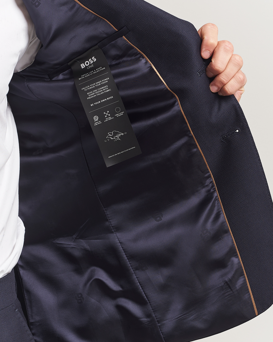 Mies | Puvut | BOSS BLACK | Huge Structured Wool Suit Dark Blue