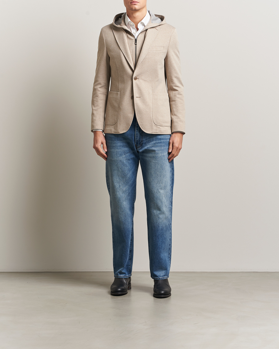 Mies | Pikkutakit | BOSS BLACK | Hanry Hooded Jersey Blazer Dark Beige