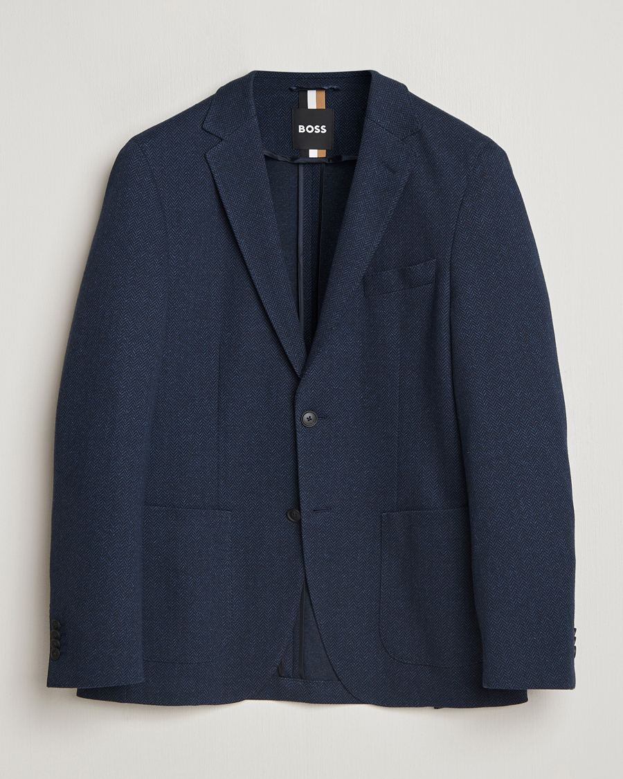 Mies | Pikkutakit | BOSS BLACK | Jaye Jersey Herringbone Blazer Dark Blue