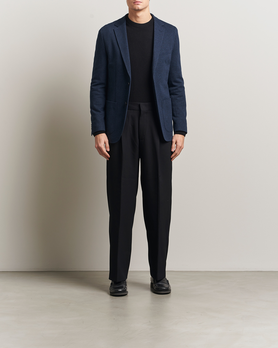 Mies | Pikkutakit | BOSS BLACK | Jaye Jersey Herringbone Blazer Dark Blue