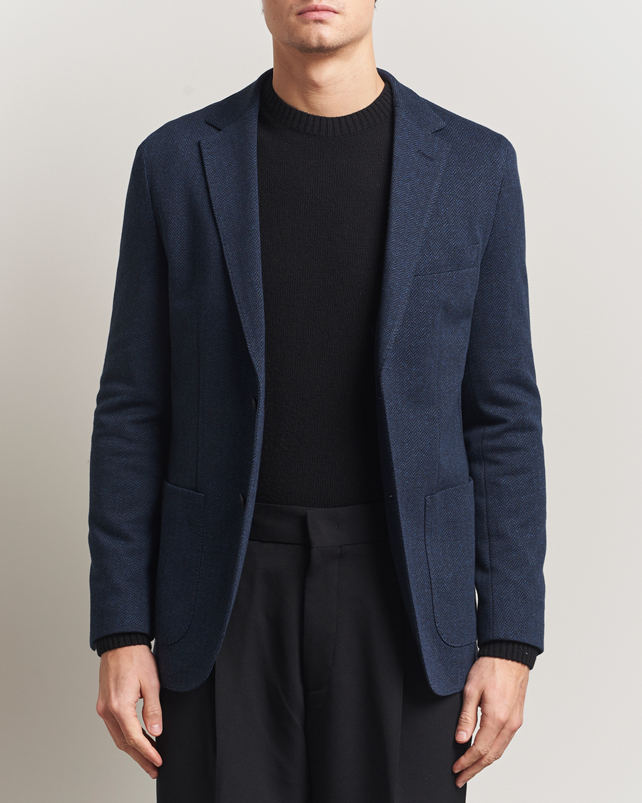 Mies | Pikkutakit | BOSS BLACK | Jaye Jersey Herringbone Blazer Dark Blue