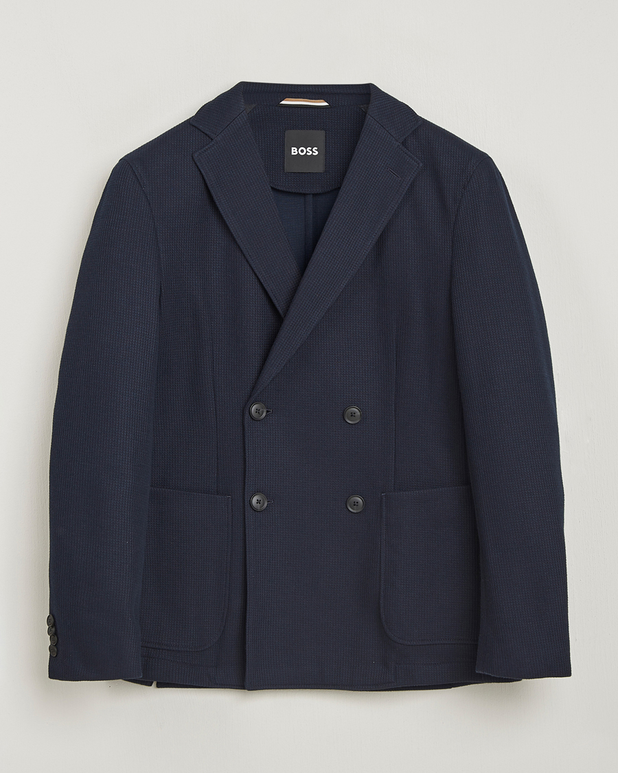 Mies | Pikkutakit | BOSS BLACK | Hanry Jersey Double Breasted Blazer Dark Blue