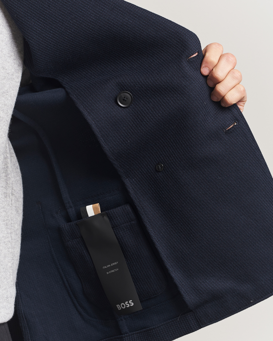 Mies | Pikkutakit | BOSS BLACK | Hanry Jersey Double Breasted Blazer Dark Blue