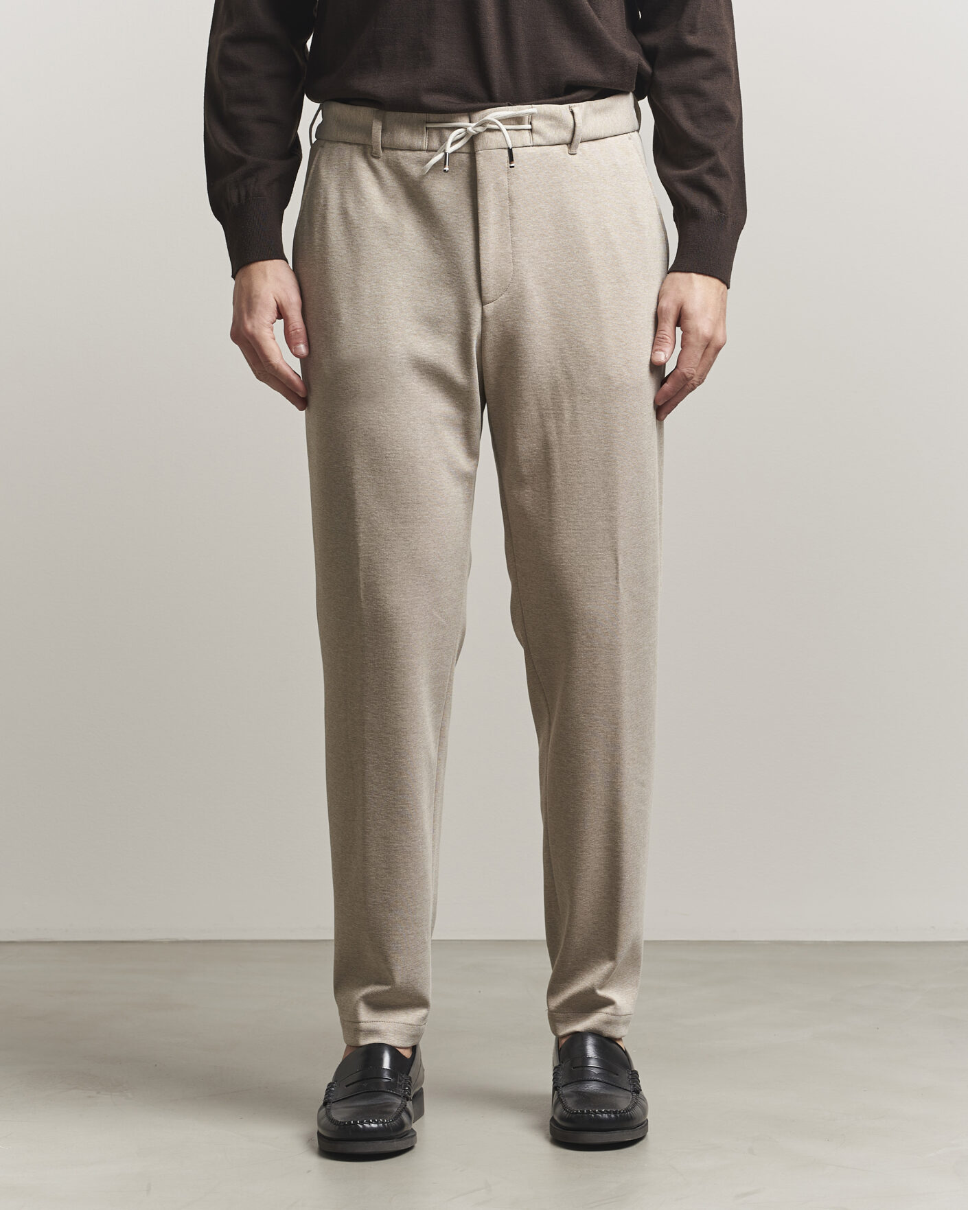Mies | Housut | BOSS BLACK | Perin Jersey Drawstring Trousers Dark Beige