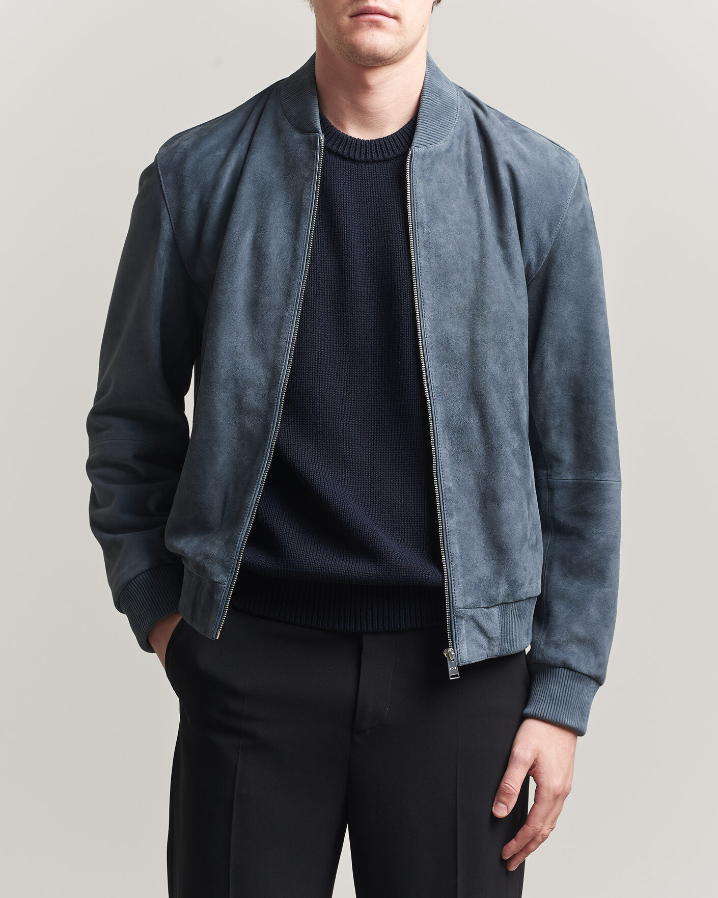 Mies | Takit | BOSS BLACK | Muller Suede Jacket Open Blue