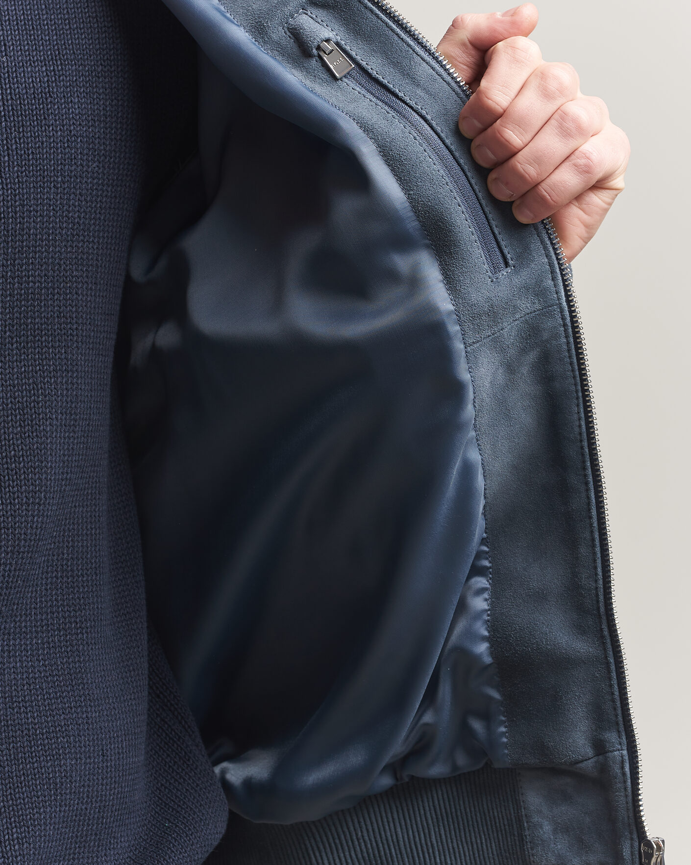 Mies | Takit | BOSS BLACK | Muller Suede Jacket Open Blue