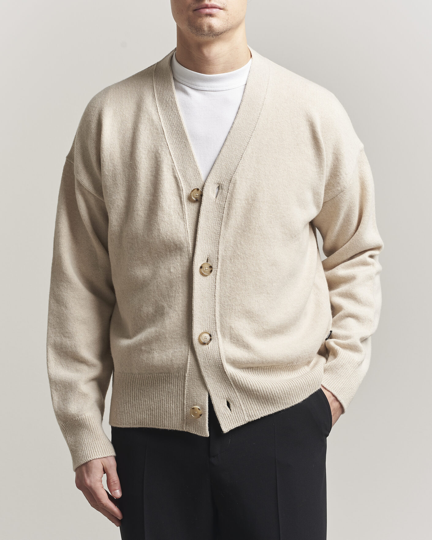 Mies | Puserot | BOSS BLACK | Ucone Wool Knitted Cardigan Open White