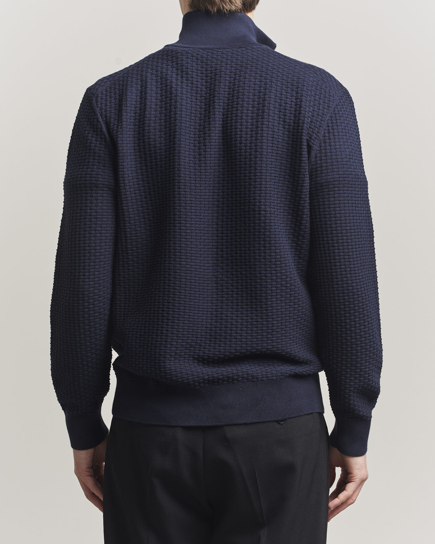 Mies | Puserot | BOSS BLACK | Ulicio Structured Knitted Half Zip Dark Blue