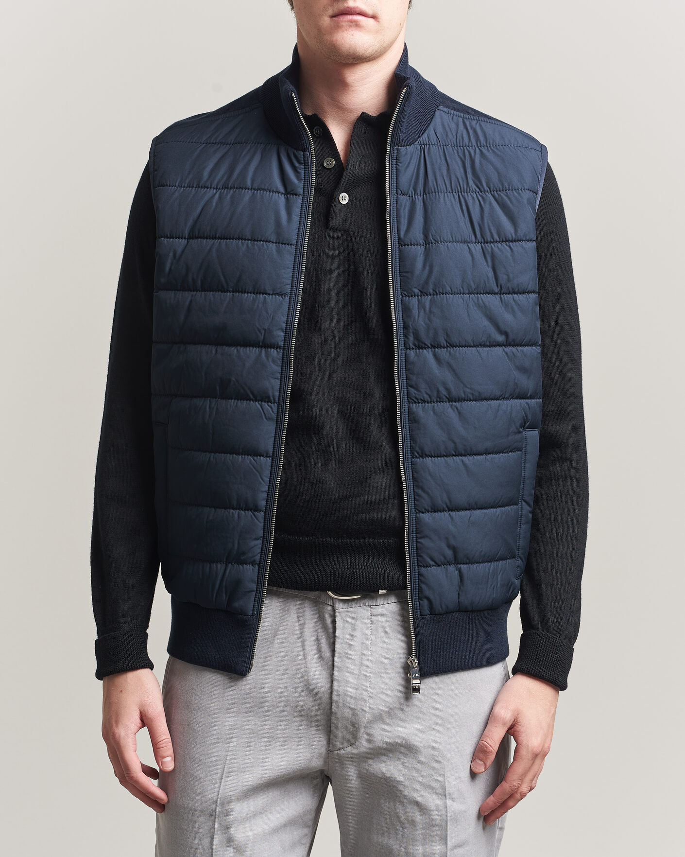 Mies | Ulkoliivit | BOSS BLACK | Urwin Cotton/Wool Vest Dark Blue