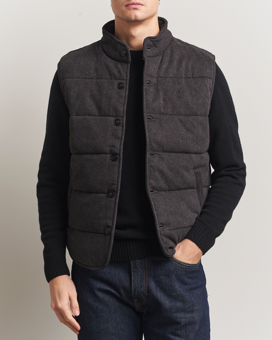 Mies | Ulkoliivit | Polo Ralph Lauren | Knitted Herringbone Vest Dark Charcoal Heather