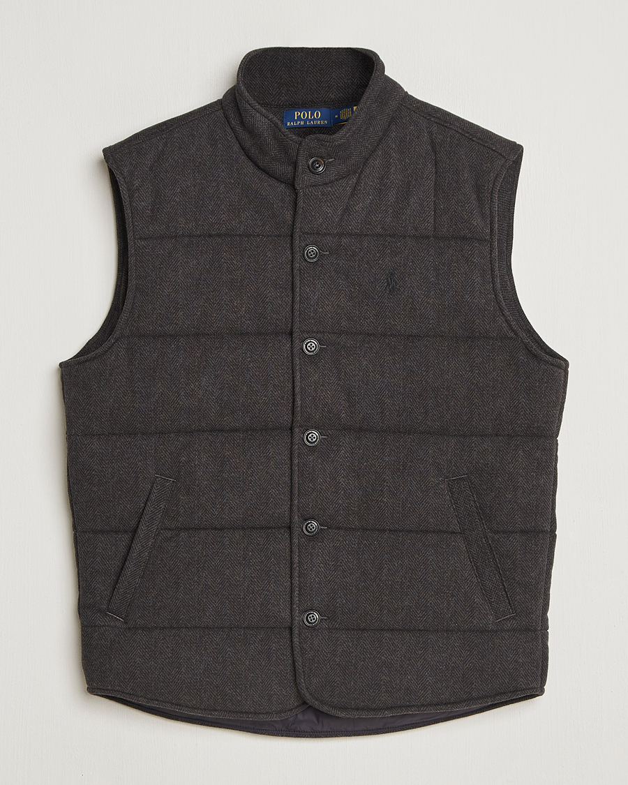 Mies | Ulkoliivit | Polo Ralph Lauren | Knitted Herringbone Vest Dark Charcoal Heather