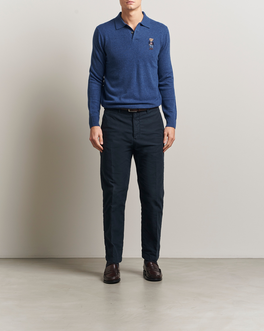 Mies | Pikeet | Polo Ralph Lauren | Washed Long Sleeve Bear Polo Rustic Navy Heather