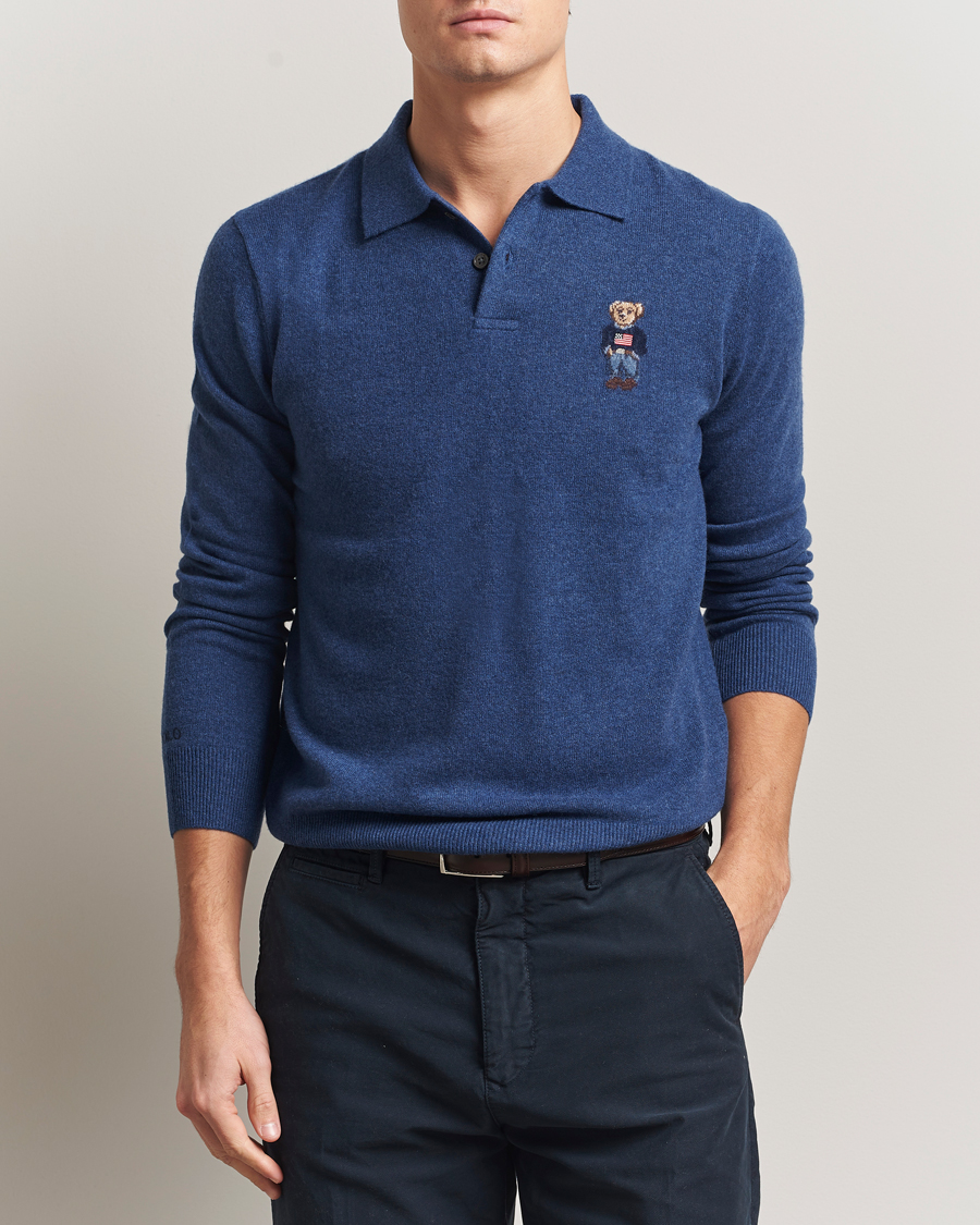 Mies | Pikeet | Polo Ralph Lauren | Washed Long Sleeve Bear Polo Rustic Navy Heather