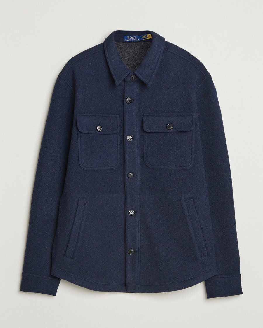 Mies | Kauluspaidat | Polo Ralph Lauren | Brushed Double Knitted Overshirt Worth Navy Heather