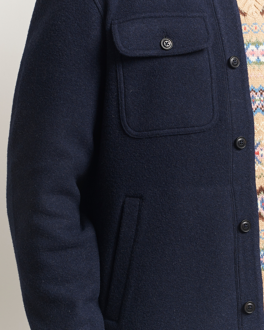 Mies | Kauluspaidat | Polo Ralph Lauren | Brushed Double Knitted Overshirt Worth Navy Heather