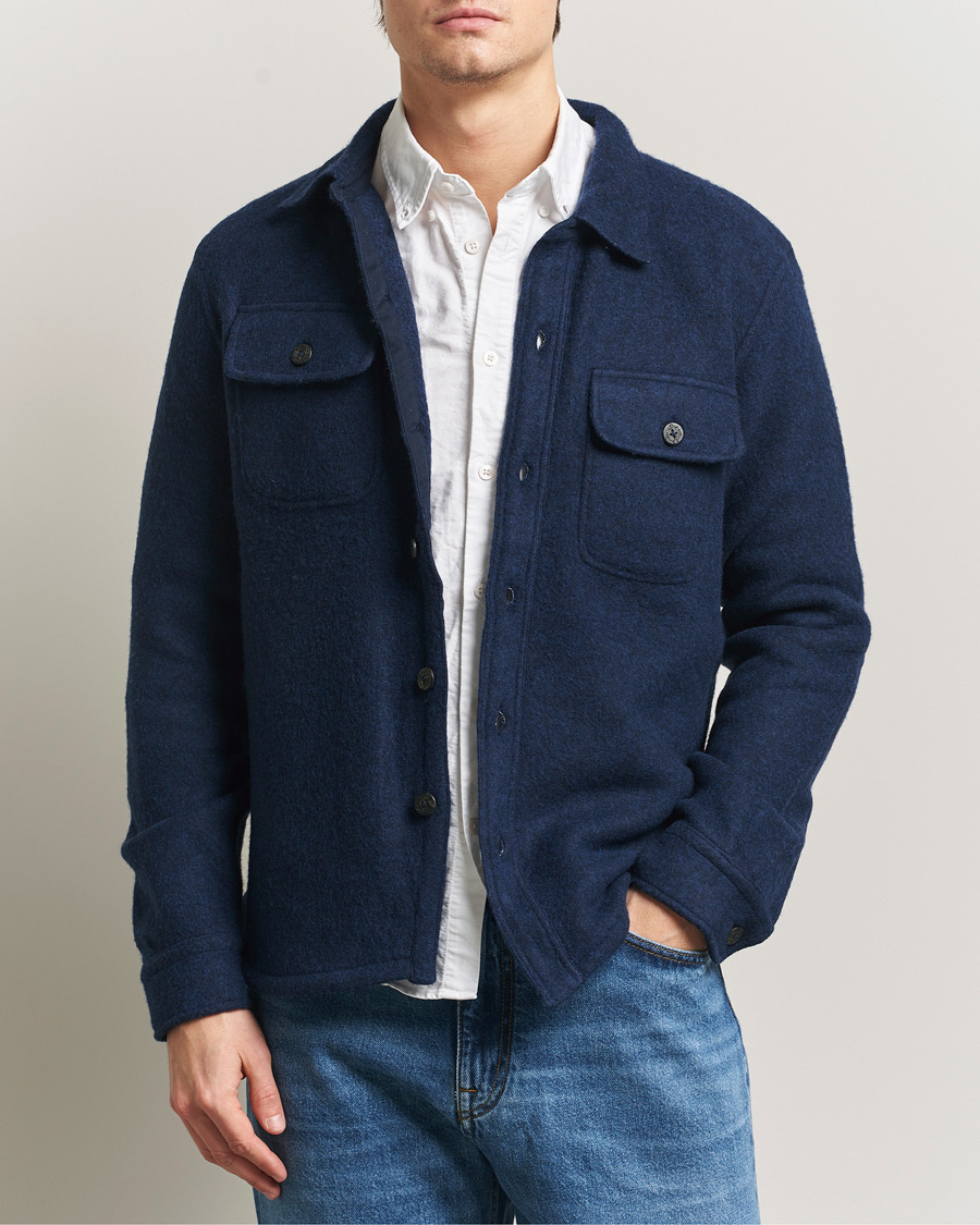 Mies | Kauluspaidat | Polo Ralph Lauren | Felted Wool Pocket Shirt RL Navy