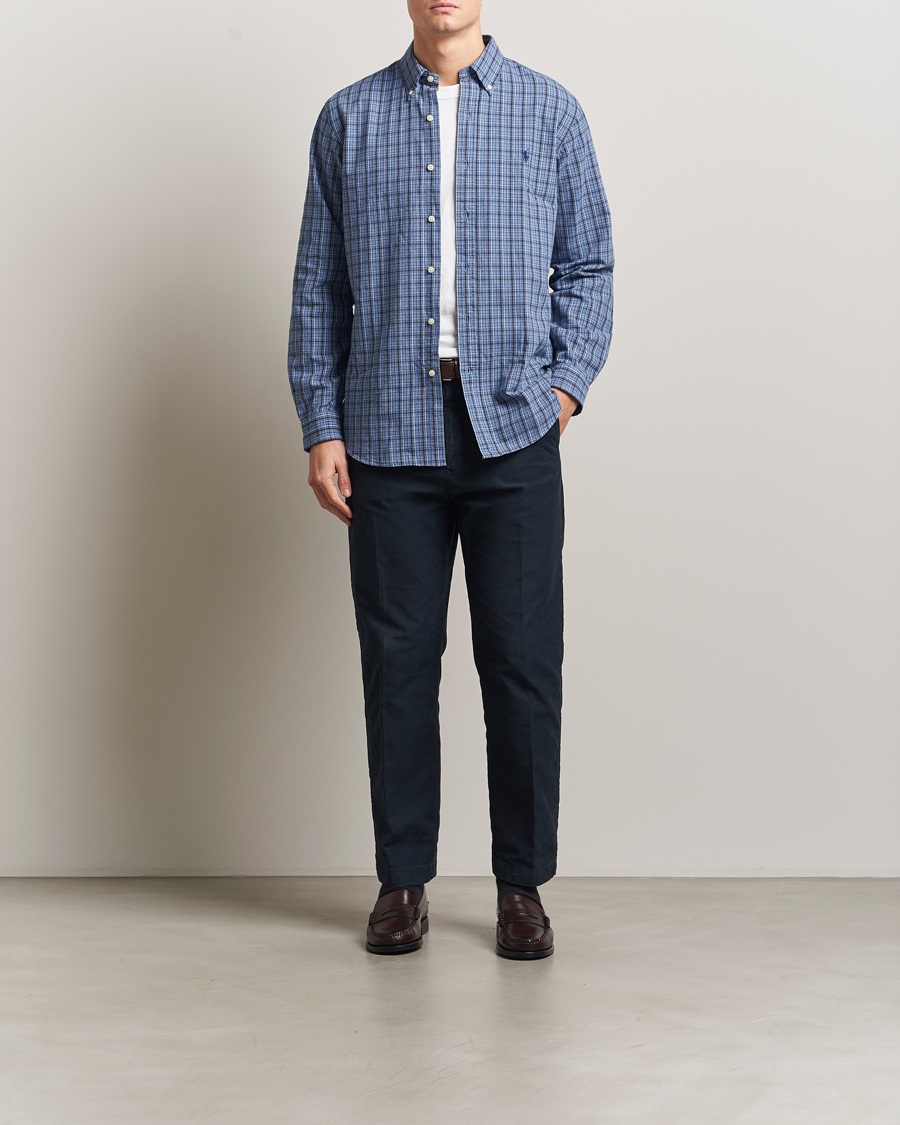 Mies | Kauluspaidat | Polo Ralph Lauren | Custom Fit Checked Shirt Blue Heather Multi