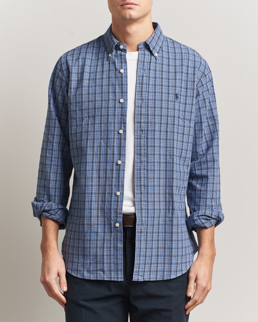Mies | Kauluspaidat | Polo Ralph Lauren | Custom Fit Checked Shirt Blue Heather Multi