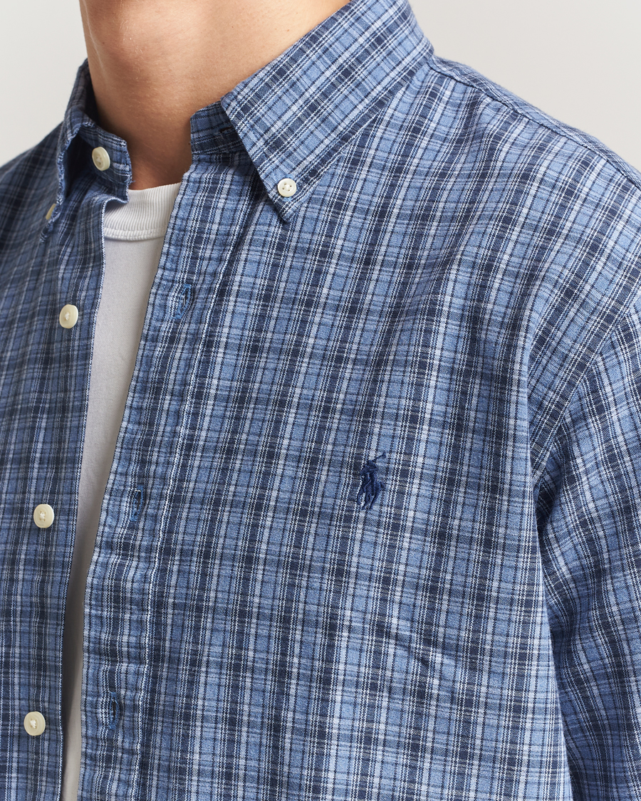 Mies | Kauluspaidat | Polo Ralph Lauren | Custom Fit Checked Shirt Blue Heather Multi