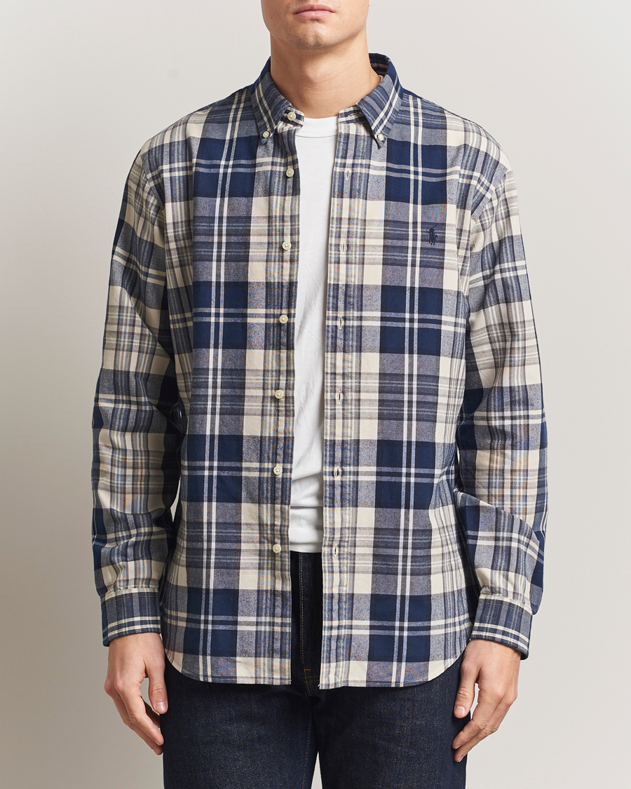 Mies | Kauluspaidat | Polo Ralph Lauren | Custom Fit Checked Shirt White/Navy Multi