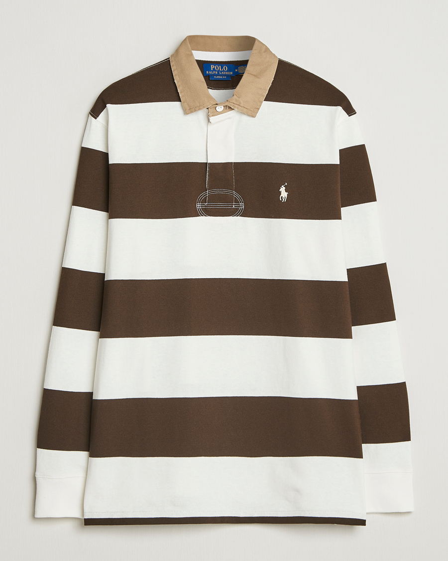 Mies | Puserot | Polo Ralph Lauren | Long Sleeve Rugby Sweater Dark Brown/Cream