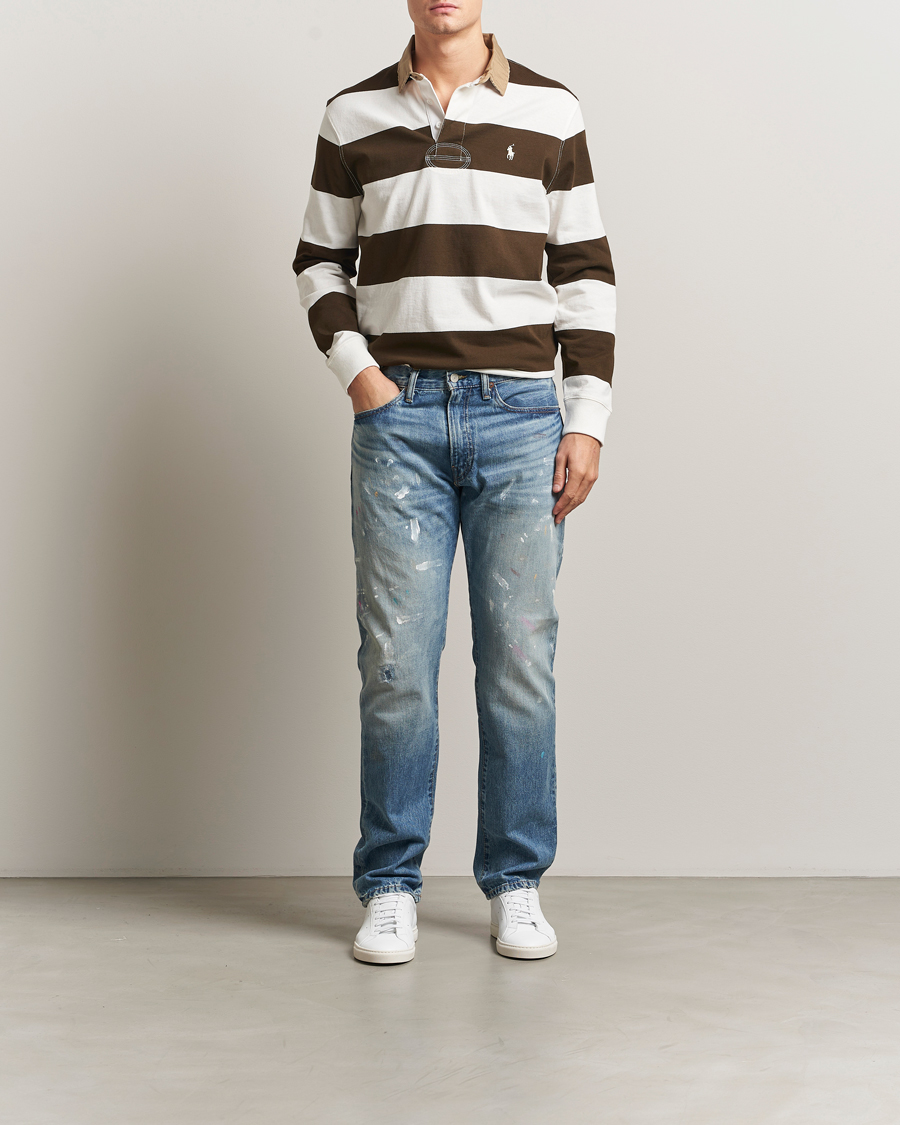 Mies | Puserot | Polo Ralph Lauren | Long Sleeve Rugby Sweater Dark Brown/Cream