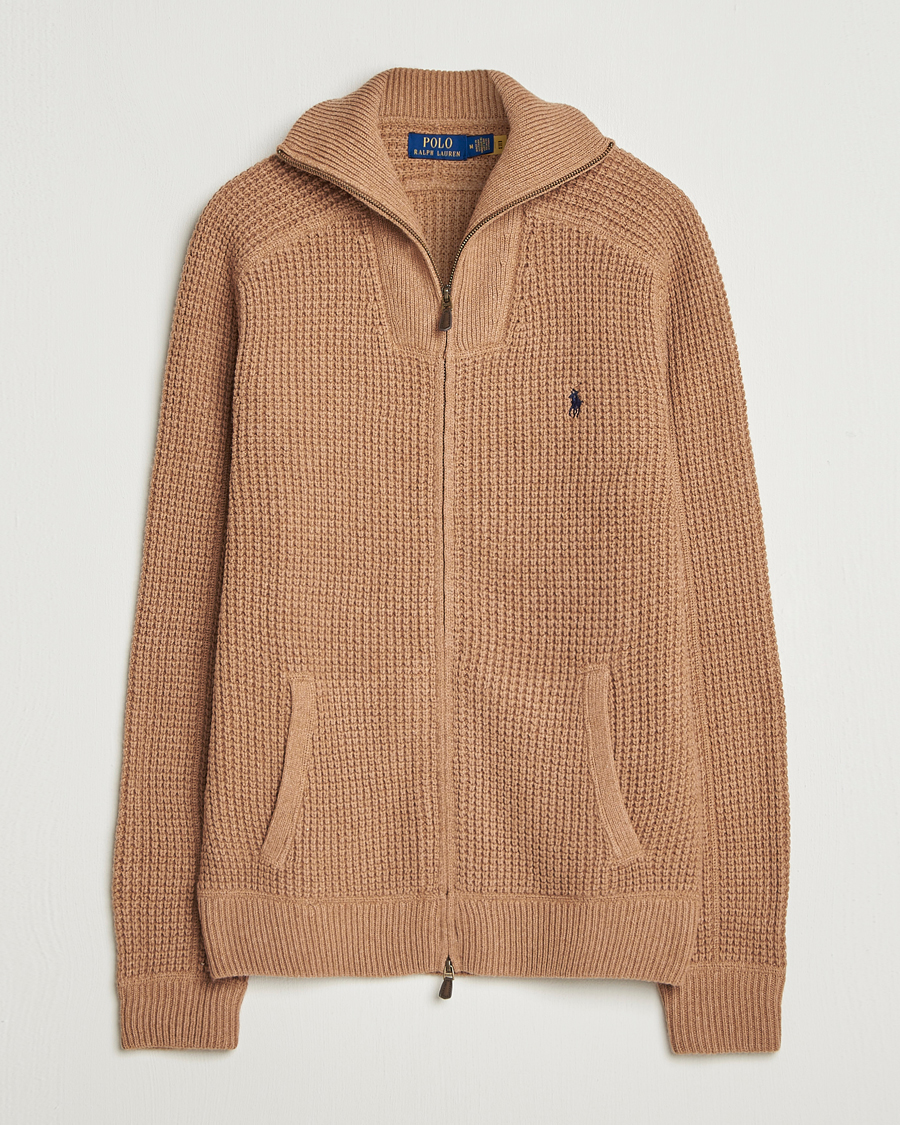 Mies | Puserot | Polo Ralph Lauren | Cotton/Wool Full Zip Brown Sugar Melange