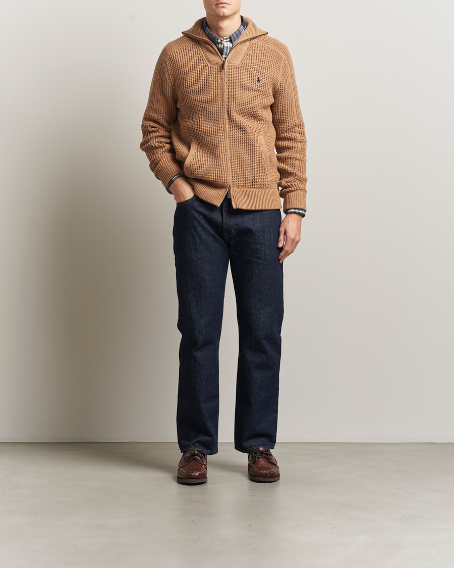 Mies | Puserot | Polo Ralph Lauren | Cotton/Wool Full Zip Brown Sugar Melange