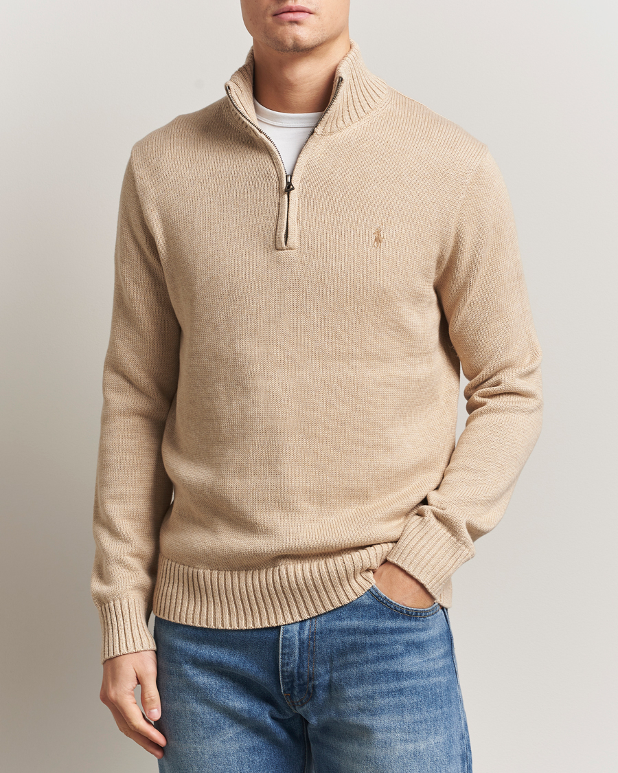 Mies | Puserot | Polo Ralph Lauren | Cotton Pullover Half Zip Dune Melange