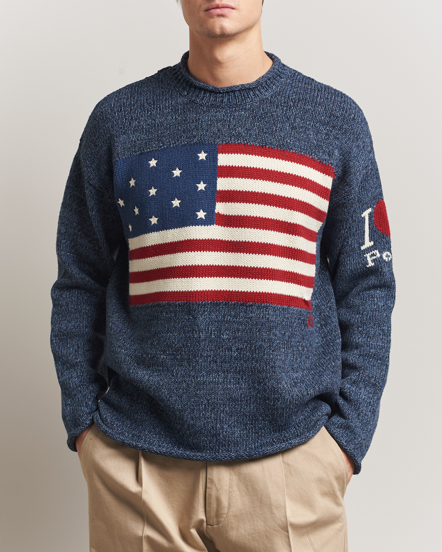 Mies | Puserot | Polo Ralph Lauren | Cotton Flag Sweater Blue Marl